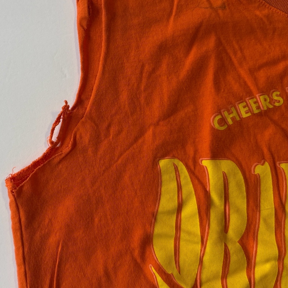 Dutch Bros Bright Orange Muscle Tee with‎ Yellow Print - Picture 5 of 6